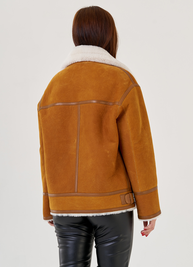 Женская дубленка косуха  модель № 23356 универмаг малина