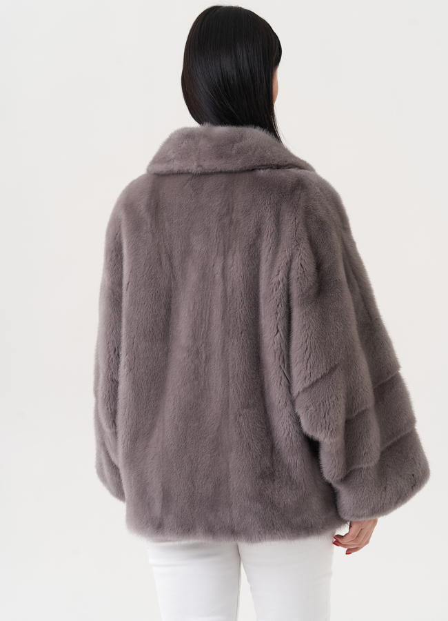 Укороченная шуба с английским воротником модель № 25275 универмаг малина