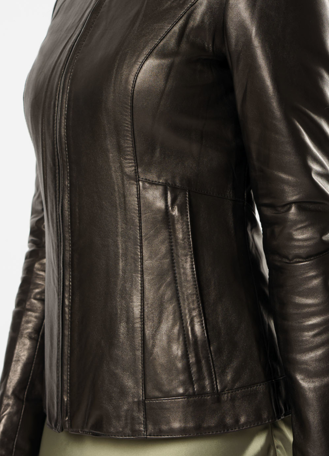 Куртка кожаная на молнии модель № 10627 универмаг малина