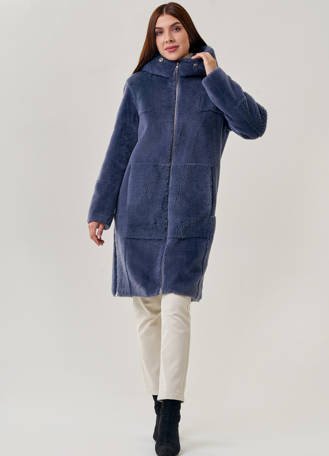 Женское пальто из шерсти с капюшоном модель № 19082 универмаг малина