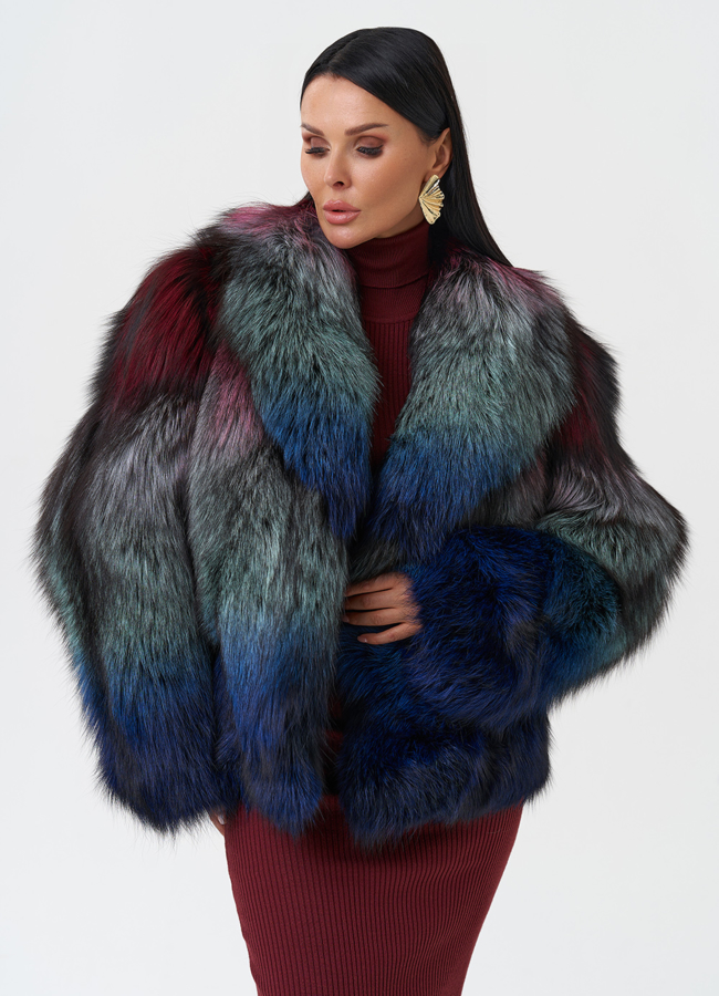 Шуба из меха чернобурки модель № 28591 универмаг малина