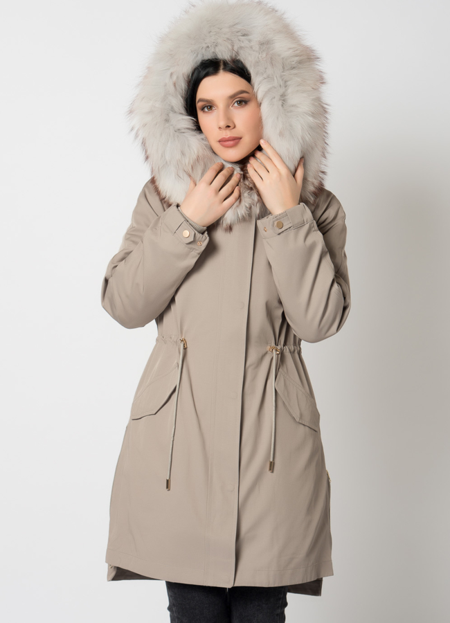 Женская парка с енотом модель № 18066 универмаг малина