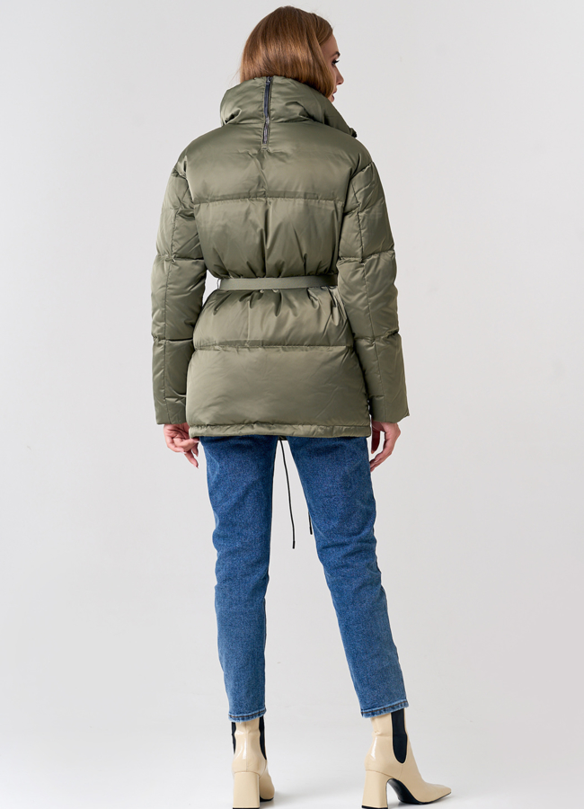 Пуховик женский с воротником стойкой модель № 21571 в рассрочку