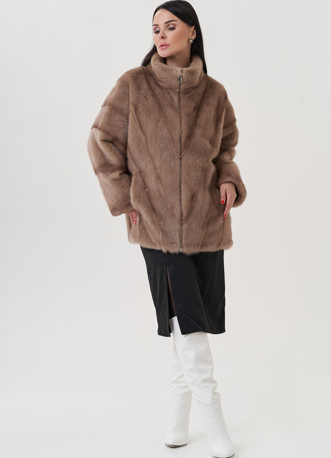 фото Короткая  шуба из норки  модель № 82452