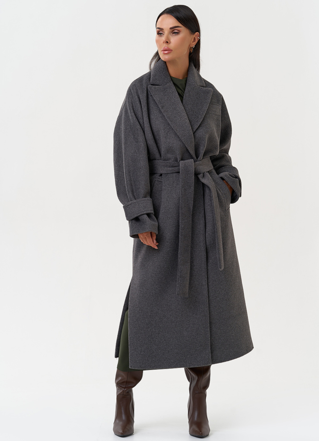 Женское пальто с поясом модель № 31214 универмаг малина