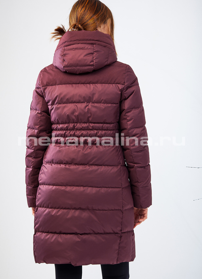 фото Зимний пуховик в цвете марсала модель № П-191