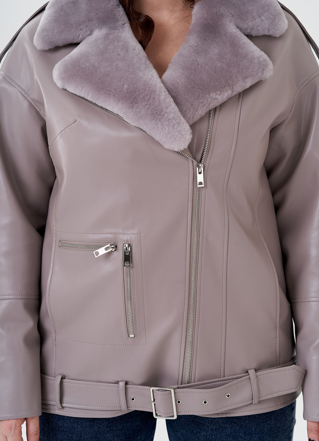 Куртка из эко кожи на утеплителе с натуральным мехом модель № 24214 в рассрочку Куртка из эко кожи на утеплителе с натуральным мехом модель № 24214 в рассрочку