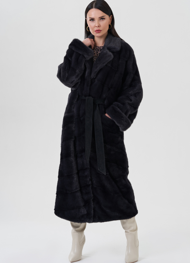 фото Норковая шуба с английским воротником  модель № 24645