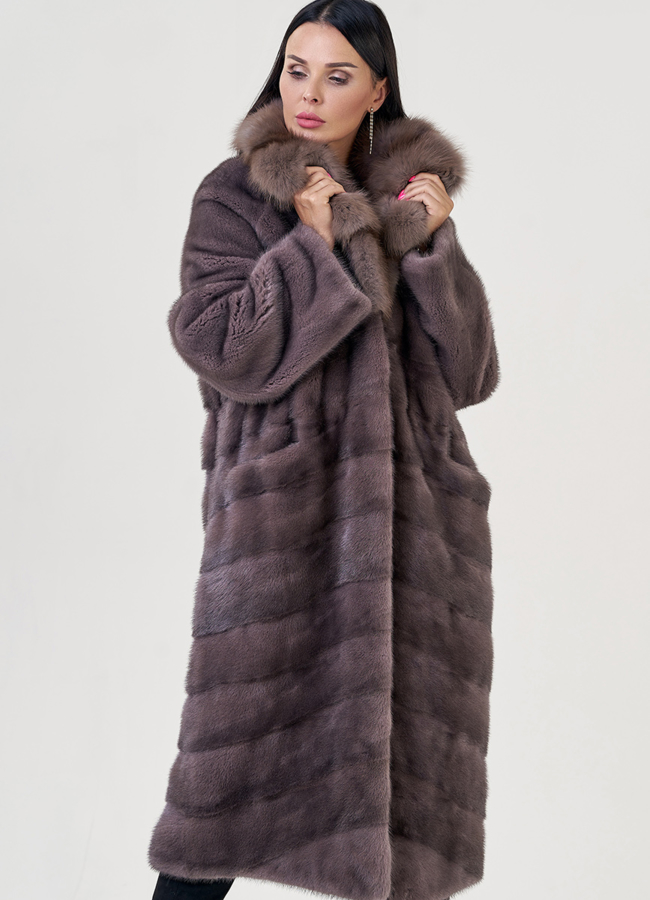 Шуба из норки с английским воротником модель № 76944 универмаг малина