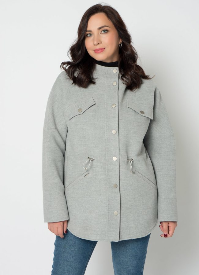 Парка женская в сером цвете модель № 21668 меха малина