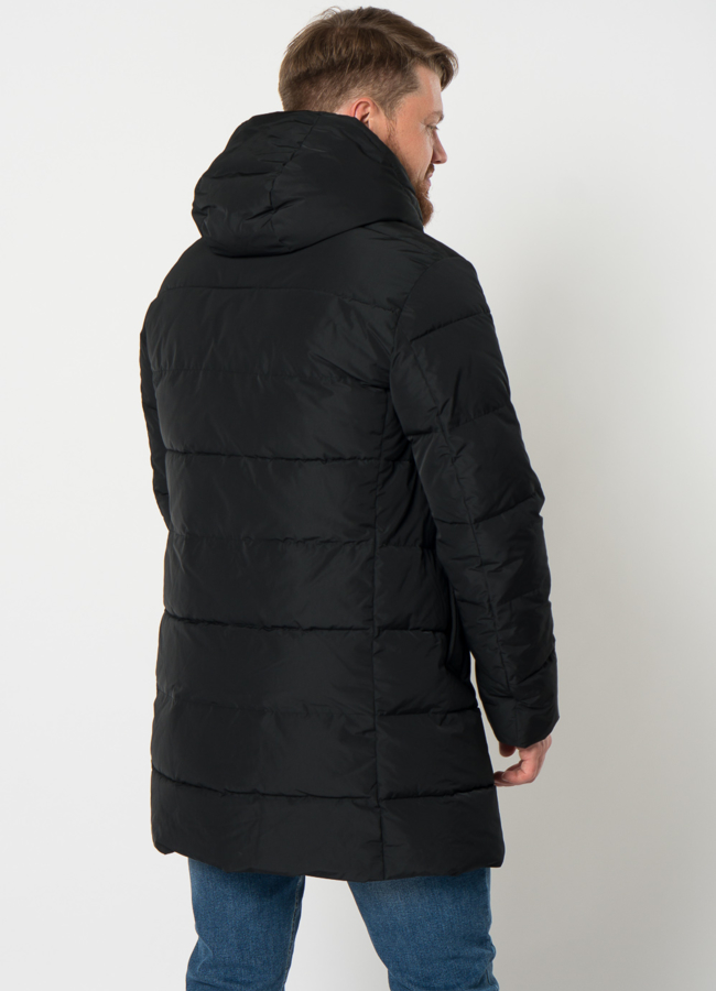 Пуховик мужской в черном цвете с капюшоном модель № 21567 в рассрочку