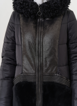 Комбинированный пуховик с капюшоном