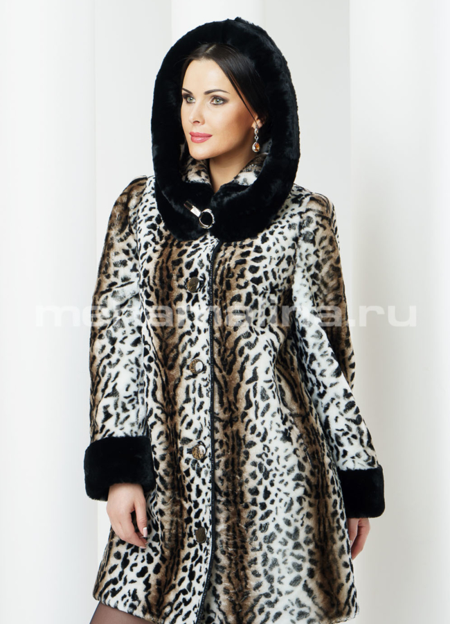 Шуба из мутона модель № S-375 меха малина