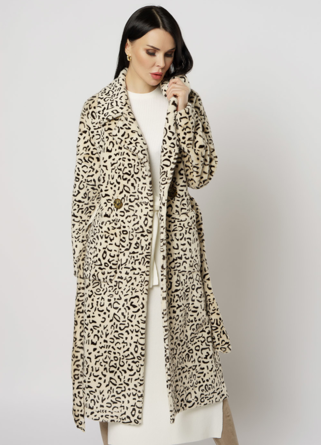 Женское пальто с леопардовым принтом модель № 18295 универмаг малина