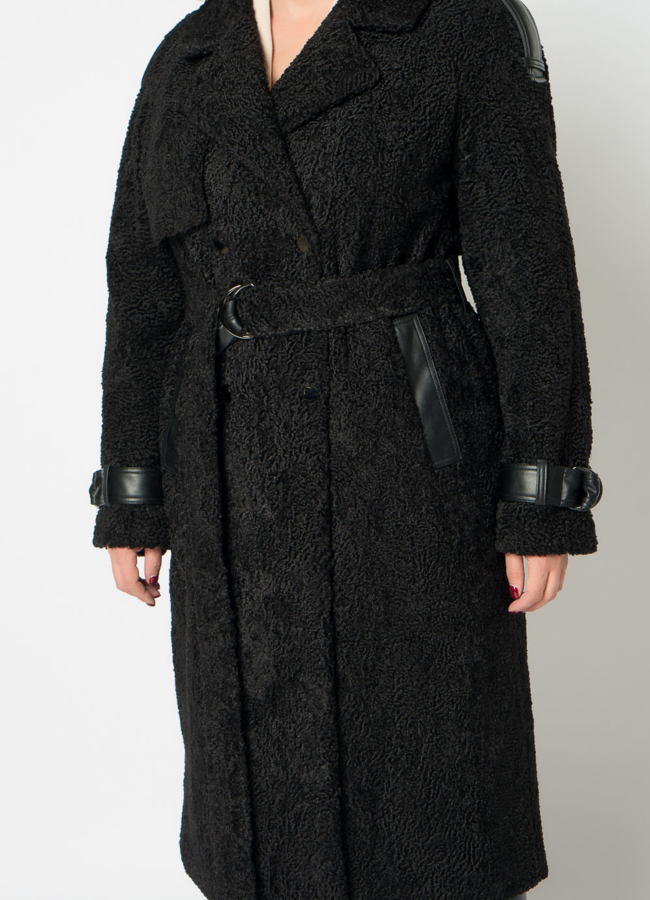 Утепленное пальто из искусственного меха модель № 21498 универмаг малина