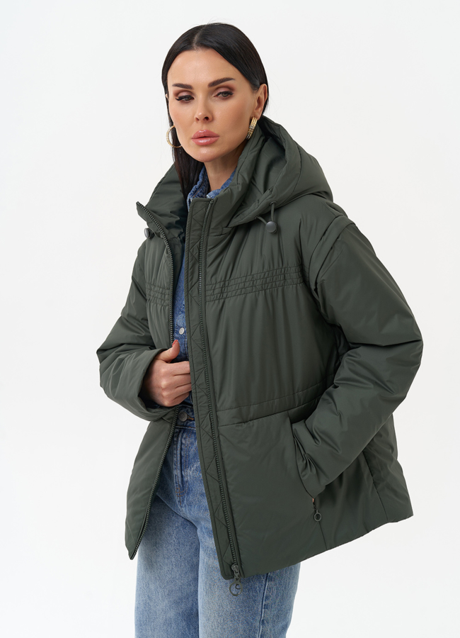 фото Женская утепленная куртка со съемными рукавами модель № 30010