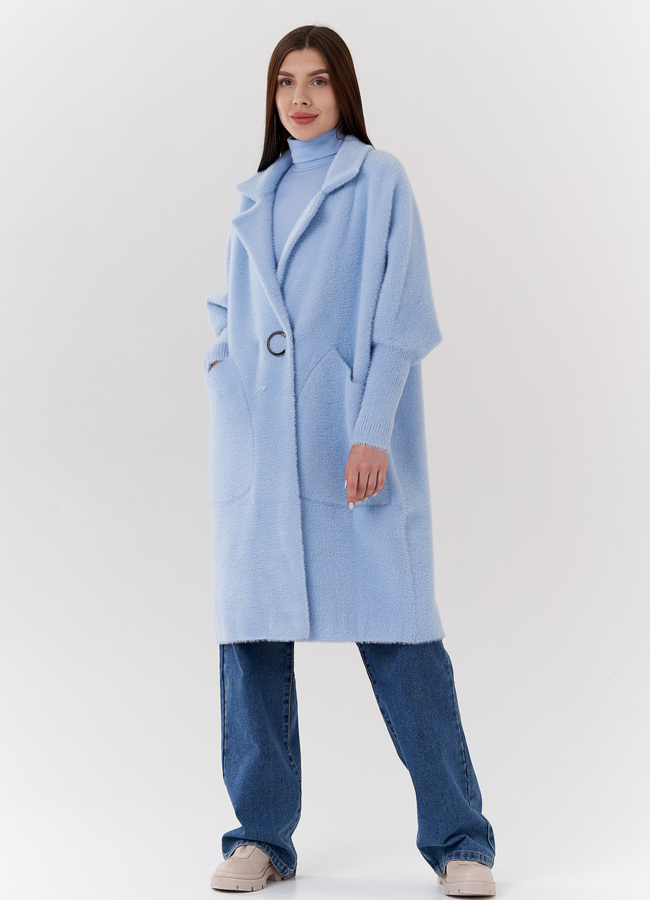 Кардиган женский с английским воротником  модель № 24179 меха малина