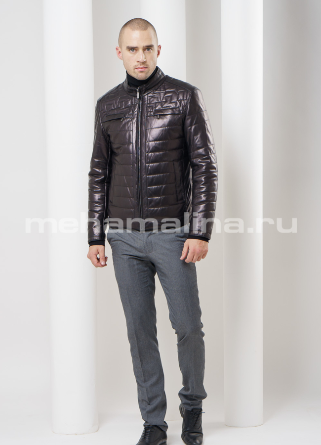 Кожаная куртка модель № KP-111 универмаг малина