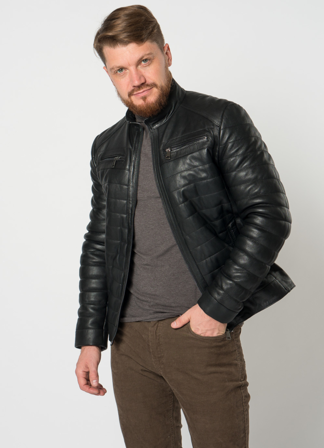 Утепленная куртка мото в черном цвете модель № 21615 универмаг малина