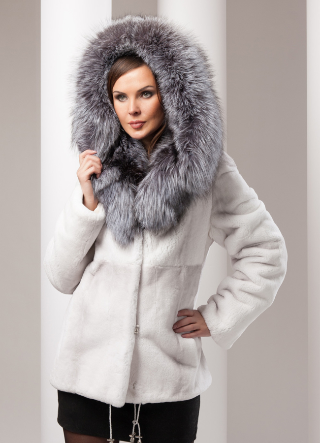 фото Шуба рекс с чернобуркой модель № S-81