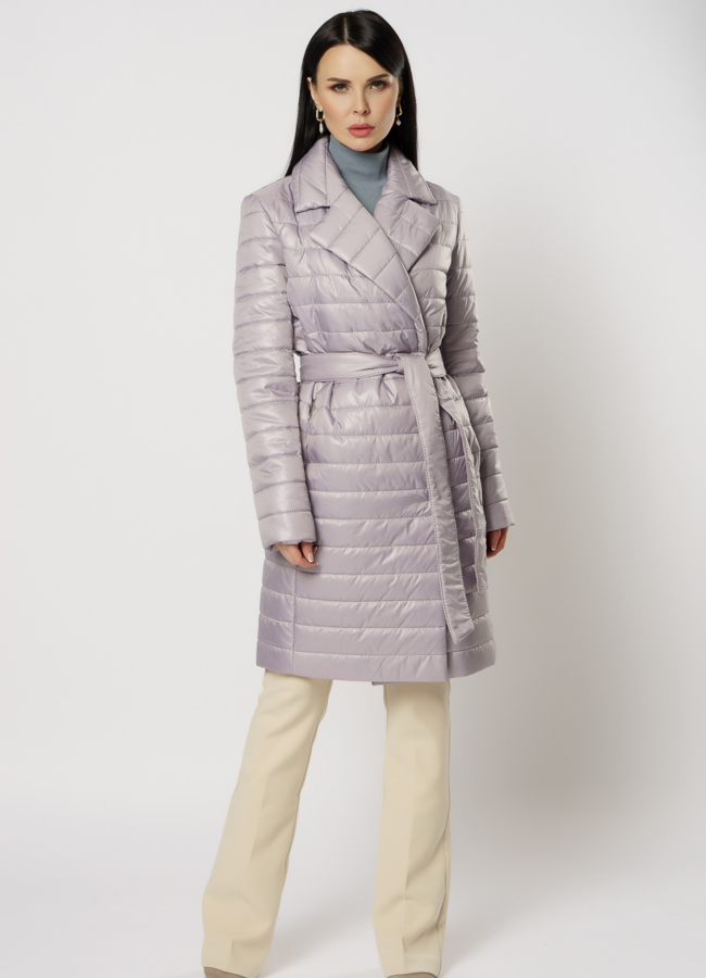 фото Женское утепленное пальто фиолетового цвета модель № 20738