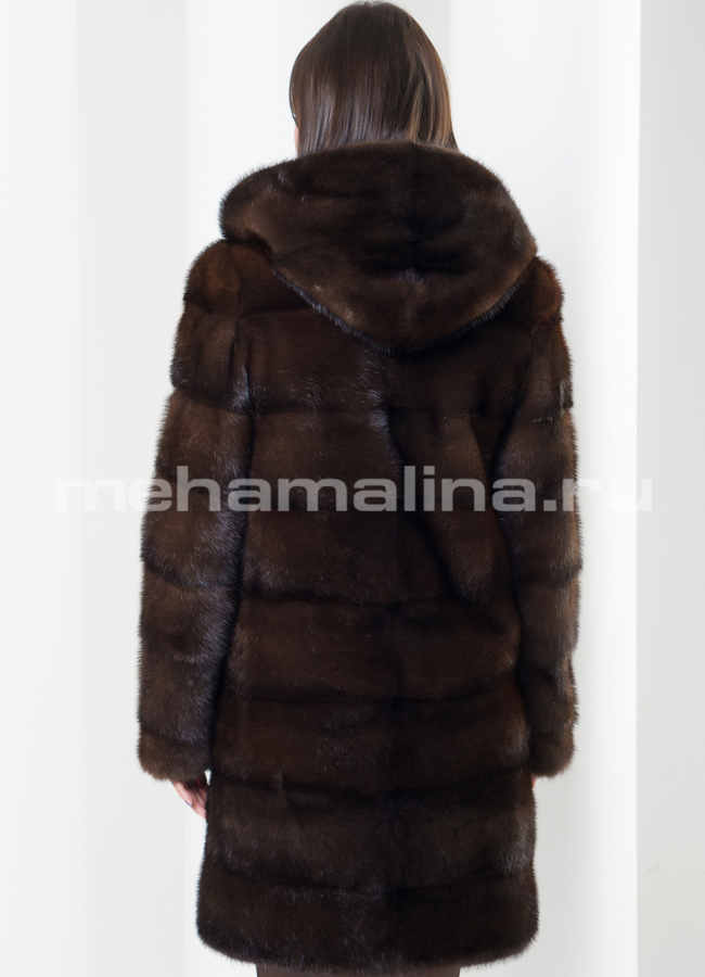 Норковая шуба с капюшоном модель № S-434 в рассрочку
