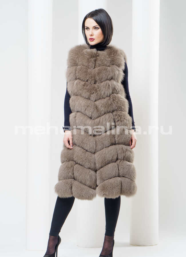 Жилет из песца модель № M-81 меха малина