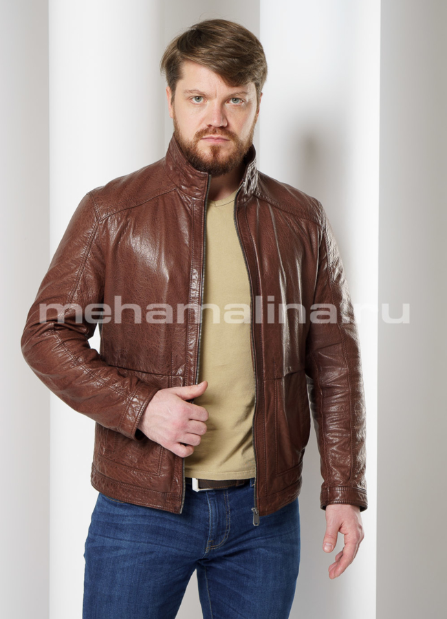 Кожаная куртка прямого силуэта модель № 9097 универмаг малина