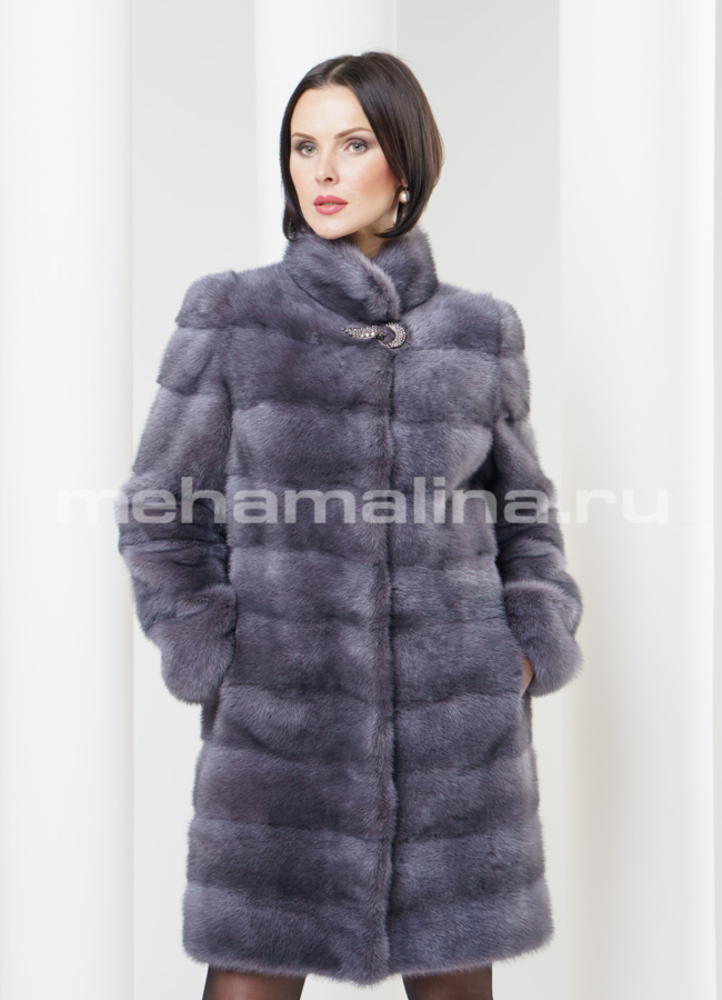 Шуба норка, стойка, цвет графит модель № S-326 в кредит