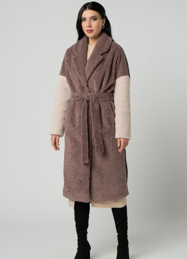 фото Пальто из эко меха с английским воротником модель № 21906