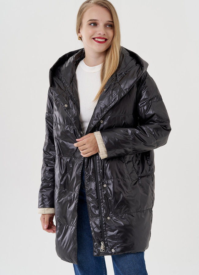 Женское полупальто с капюшоном  модель № 81214 универмаг малина