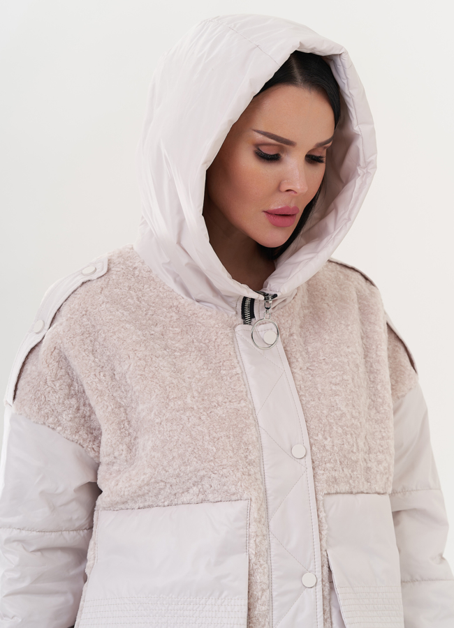 Женская куртка комбинированная с шерстью модель № 26614 универмаг малина