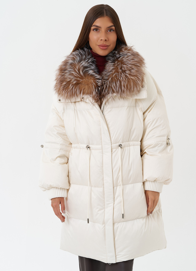 фото Пуховик с отделкой из меха лисы модель № 28827