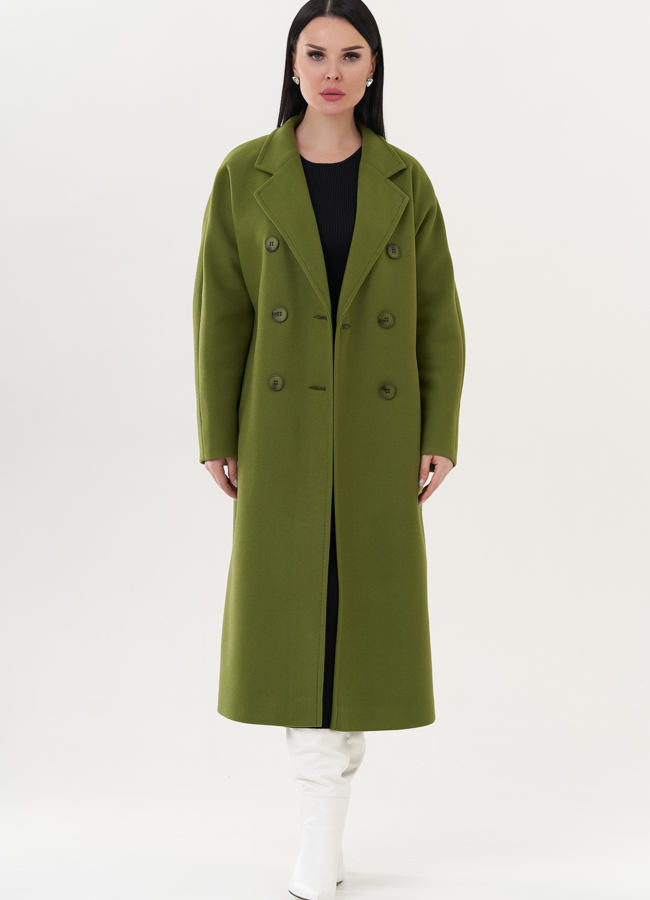 Женское пальто в зеленом цвете модель № 26421 универмаг малина