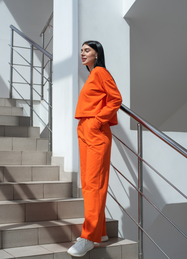 Джемпер женский оранжевого цвета с длинным рукавом модель № 22913 универмаг малина