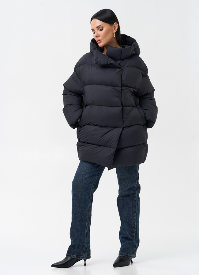 Женский пуховик с капюшоном  модель № 28969 в кредит