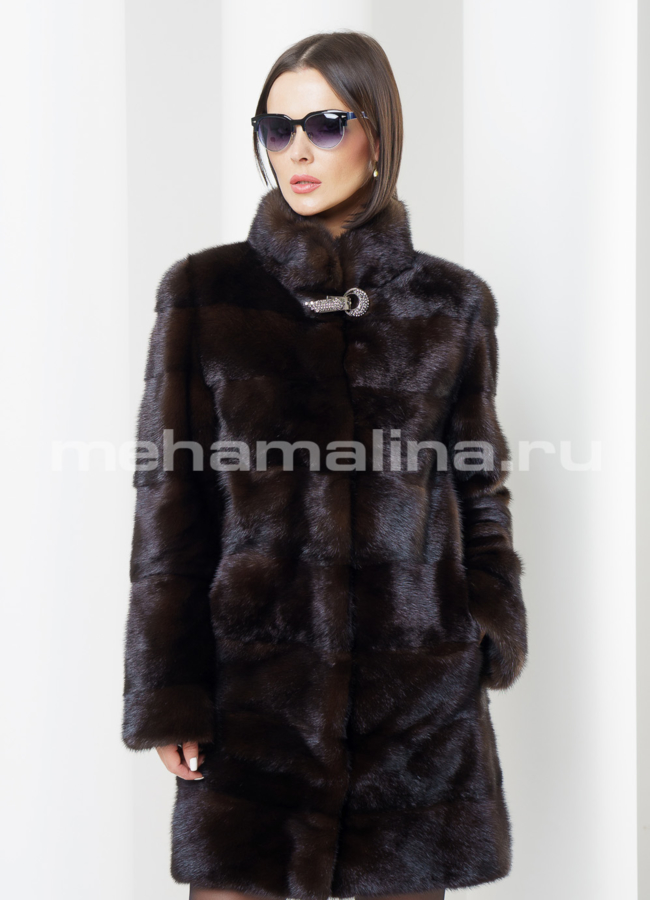 Шуба из норки, воротник стойка модель № S-433 универмаг малина