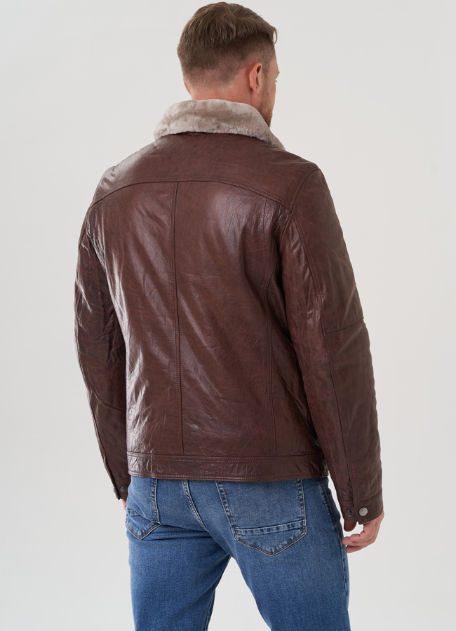 Мужская кожаная куртка из натуральной кожи  модель № 82306 универмаг малина