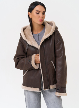 Натуральная дубленка с капюшоном