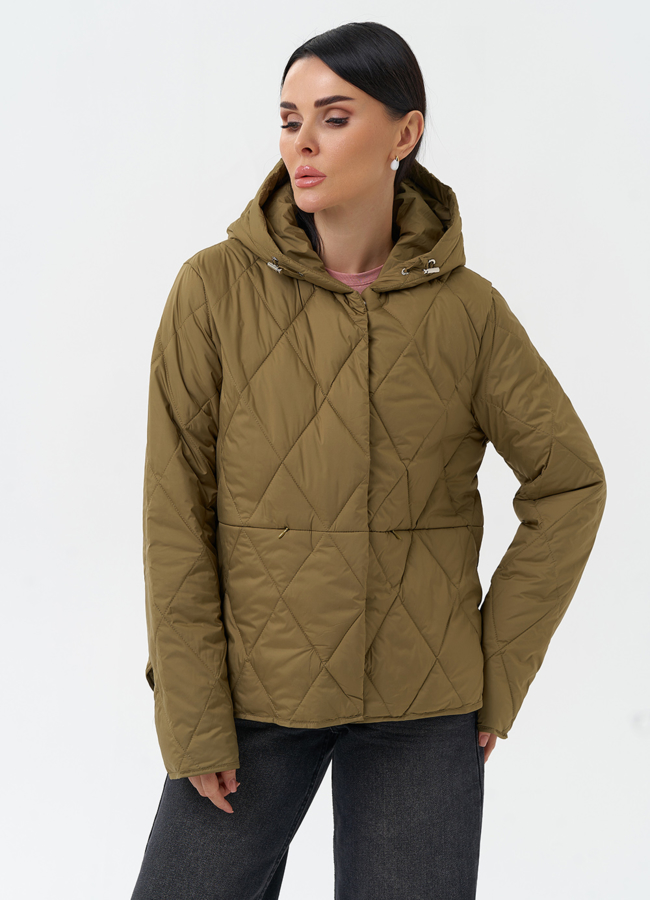 Легкая куртка с капюшоном модель № 28289 меха малина