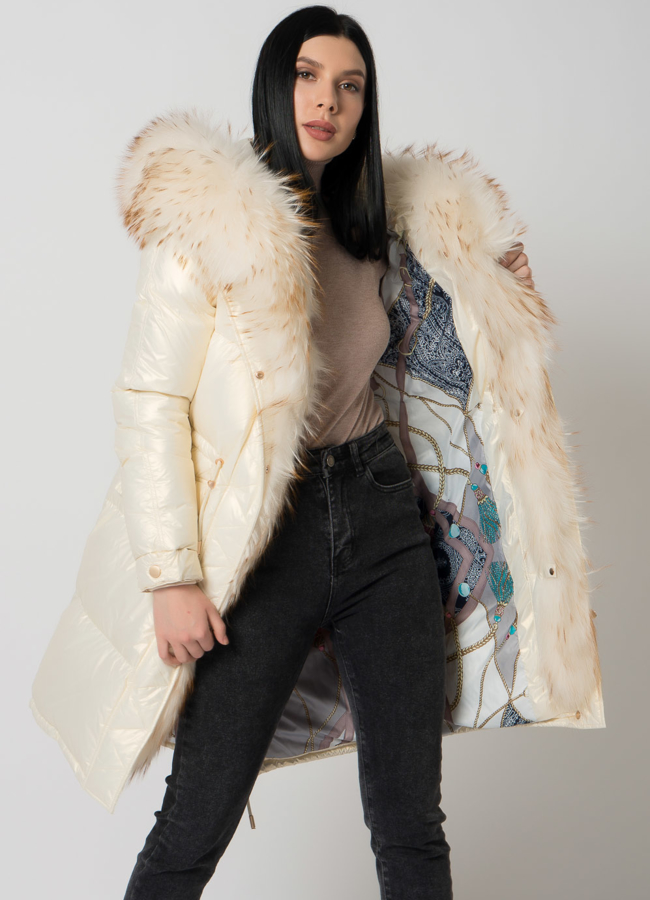 Парка- пуховик белого цвета модель № 75734 универмаг малина