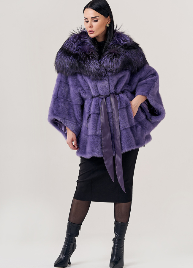 фото Норковая шуба с капюшоном  модель № 23852