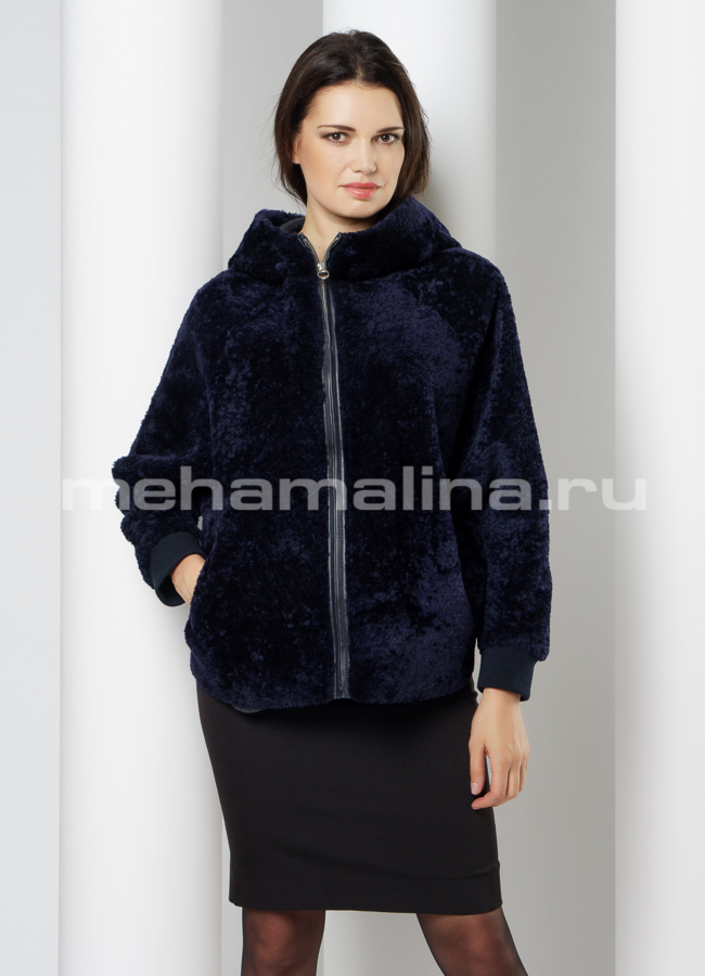 Укороченная дубленка Perre модель № 5722 меха малина