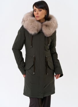 Женская парка с капюшоном из меха песца