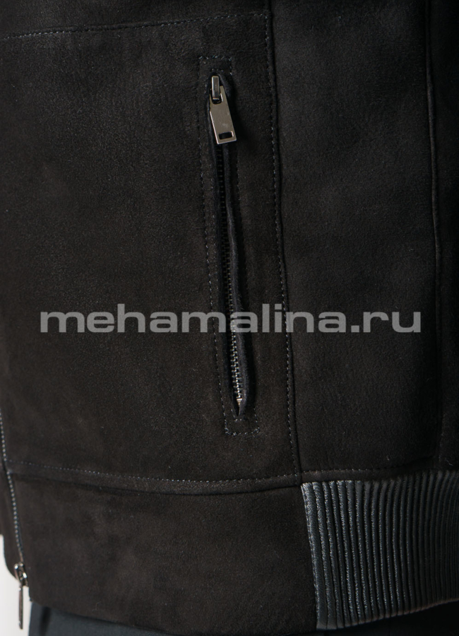 Дубленка на молнии с капюшоном модель № DM-124 универмаг малина