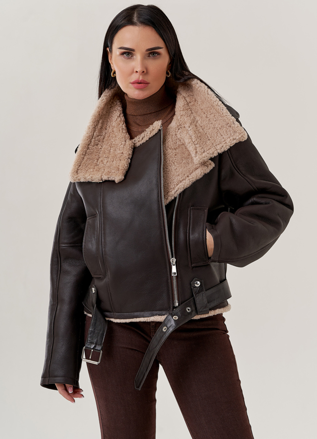 фото Женская дубленка - пилот  модель № 79595