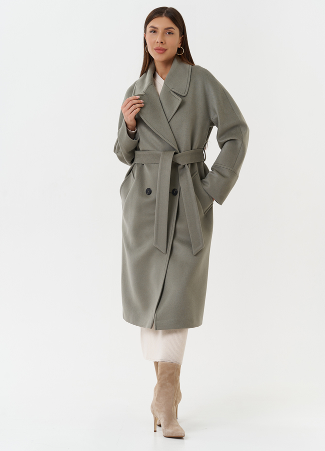 фото Двубортное пальто с английским воротником модель № 28081