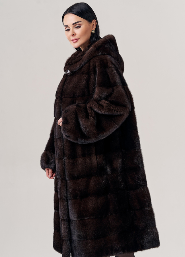 Длинная шуба из скандинавской норки модель № 67353 универмаг малина