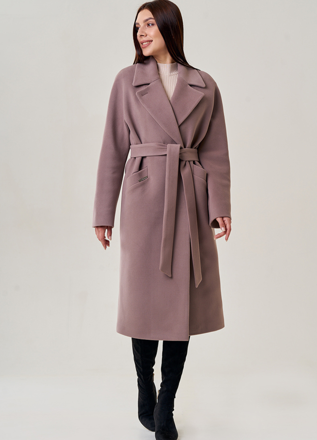 Женское пальто с поясом модель № 22942 в рассрочку