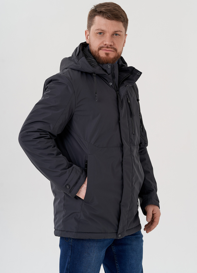 Куртка мужская с капюшоном модель № 24358 меха малина